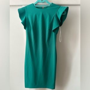 Calvin Klein brand new midi dress ruffle  fluter sleeve